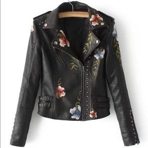 Mark and Morten Floral Women Leather Jacket